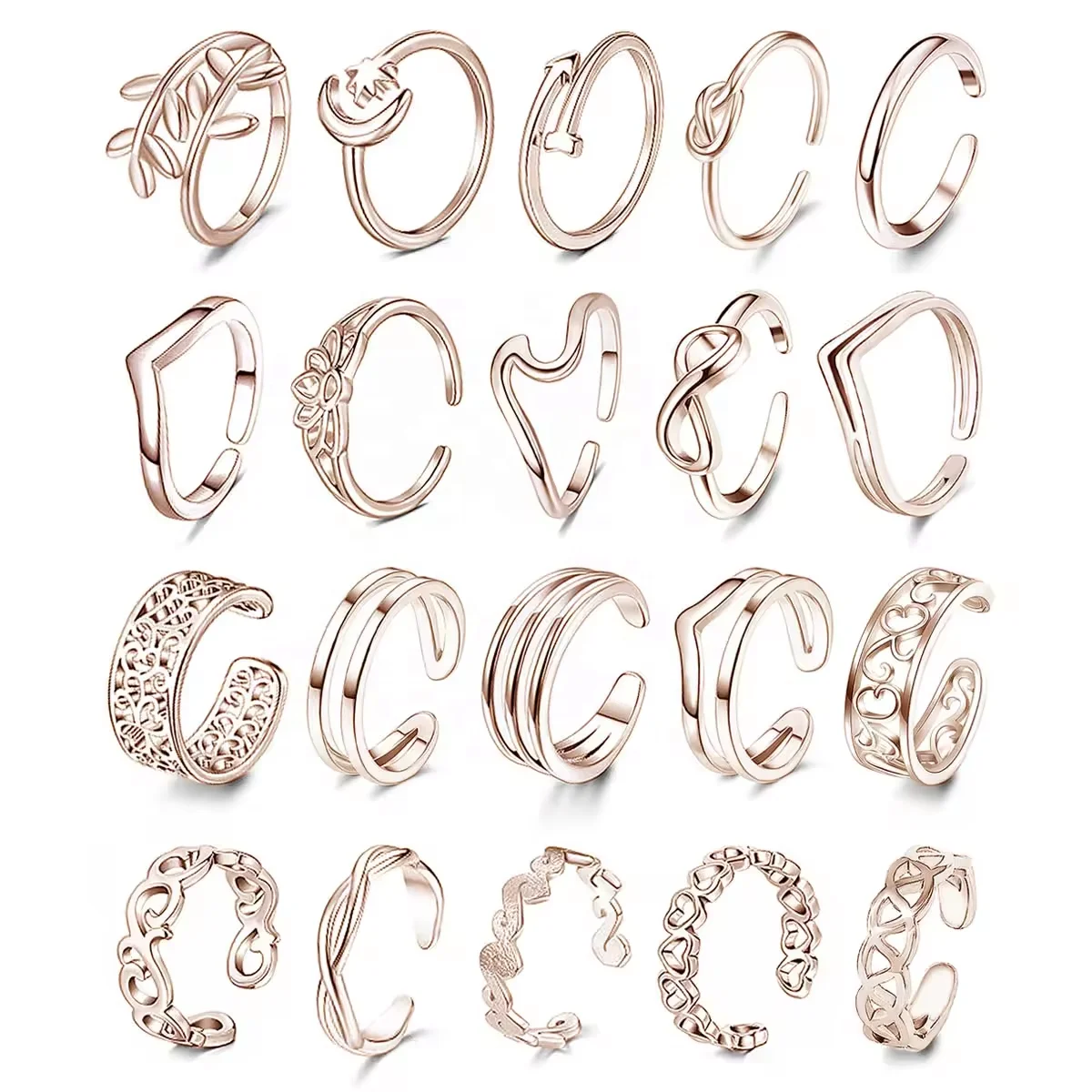 Triple C-shaped Toe Ring for Women Girl 18K Gold Plated Jewelry  Adjustable Open Tail Stacking Rings Summer Beach Foot Jewelry
