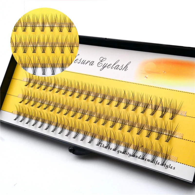 Wholesale Grafted Eyelashes Color Hot Melt Cluster Handmade Colorful Thick Cross False Eyelashes custom private label