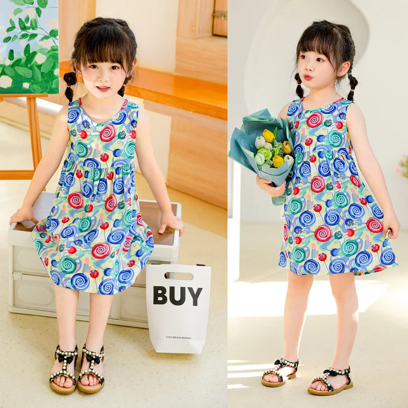 Children Girl Clothing Kids Clothes Cotton Silk Flower Girls Dress Summer Wholesale Baby Clothes Girl