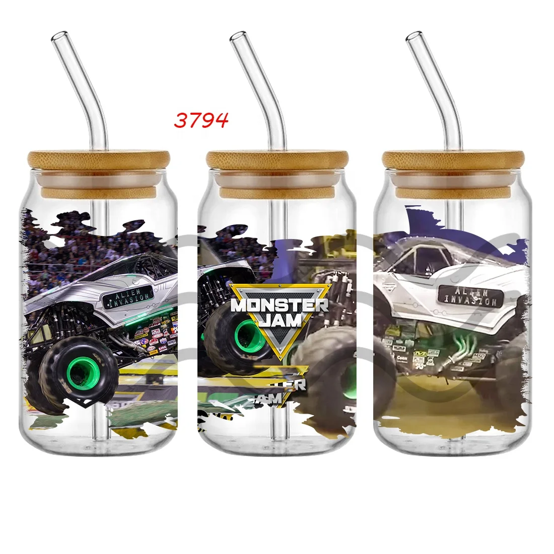 Monster Jam  UV DTF Cup Wrap Transfers Ready To Transfer UV DTF Cup Wraps For 16oz 20oz Libbey Glass Cups Tumblers