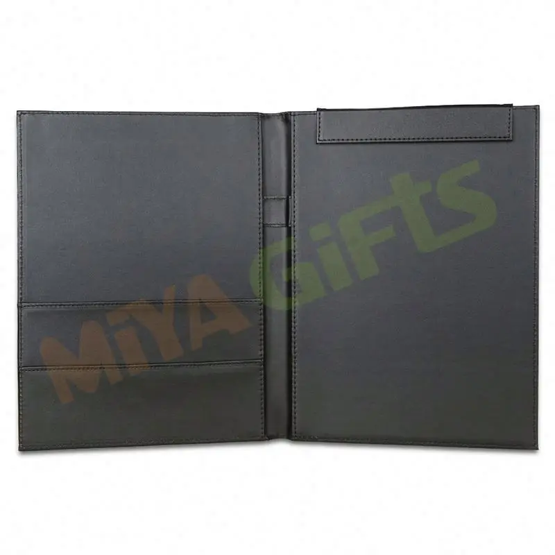 custom simple color vegan leather padfolio A4 file portfolio folder for girl lady student legal clipboard planner