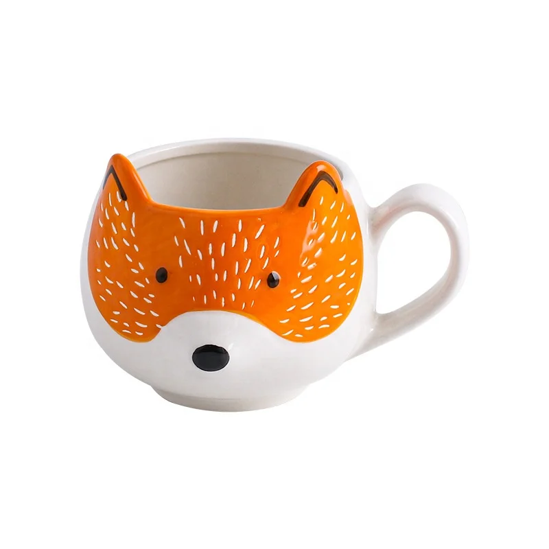 Hand-Painted Coffee Mugs With Animal Shaped,Farm Animal Drinkware Mug,Fox Panda Sloth Animal Shaped Mugs