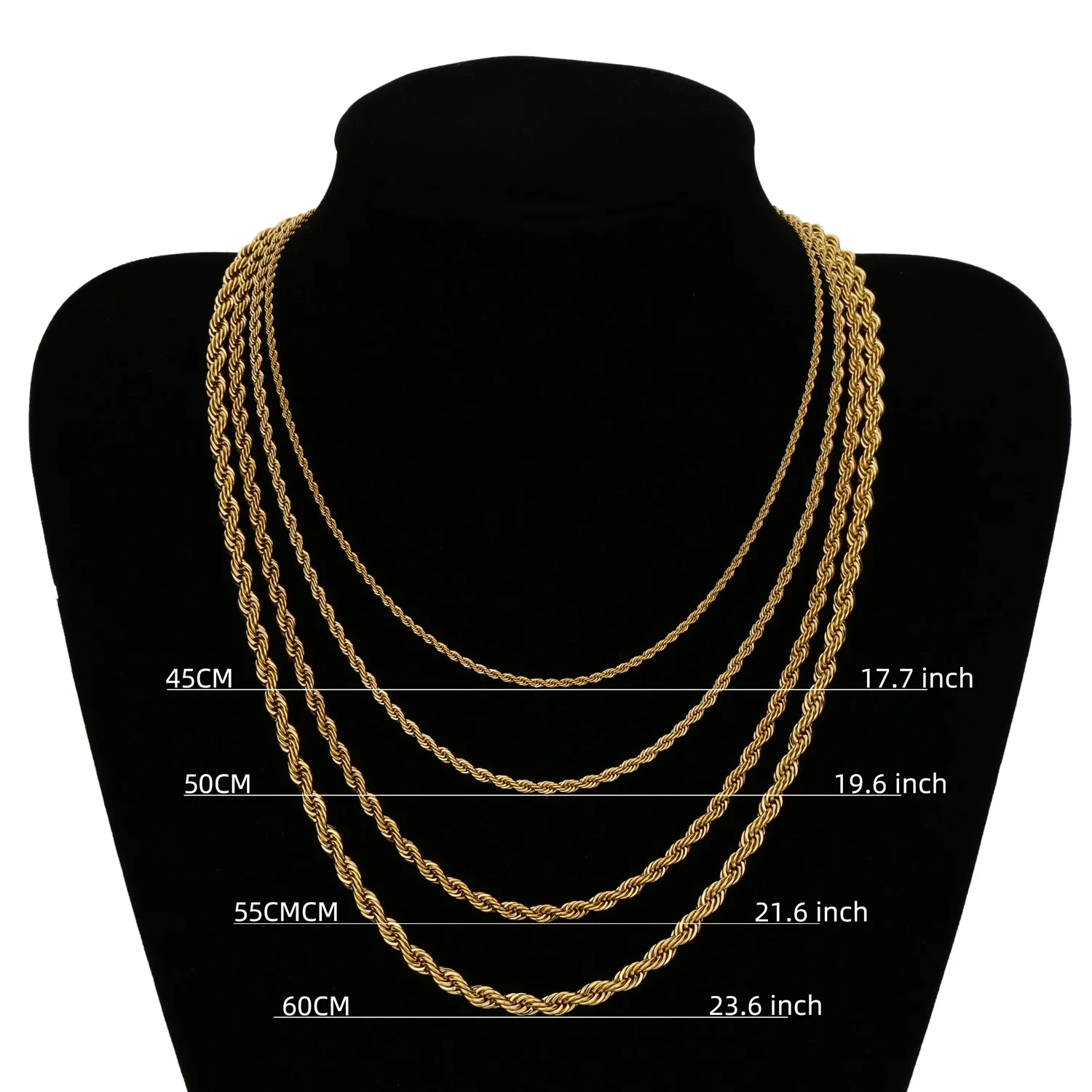 Wholesale 2MM 3MM 4MM 5MM Basic Twisted Chain Necklace Stainless Steel Twist Rope Chain Necklace For Women Men