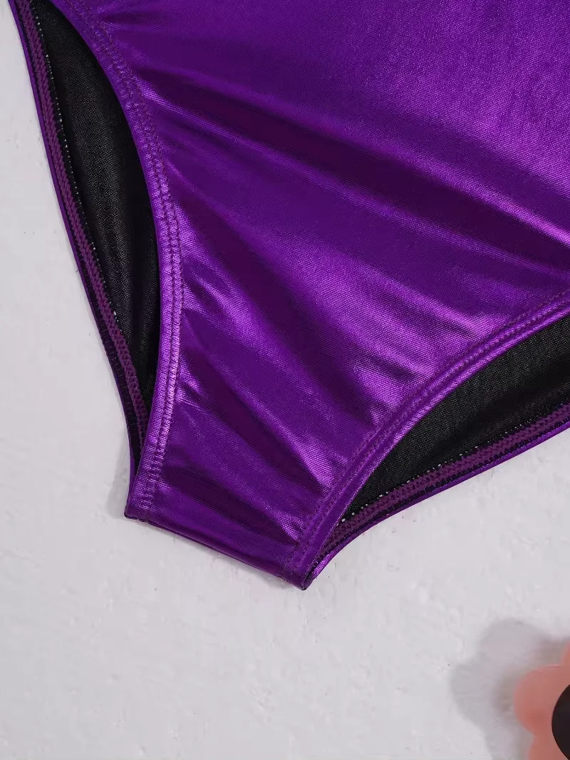 shiny black gymnastic leotards leotard long sleeve dance short ballet with skirt mesh for women baby skating full body