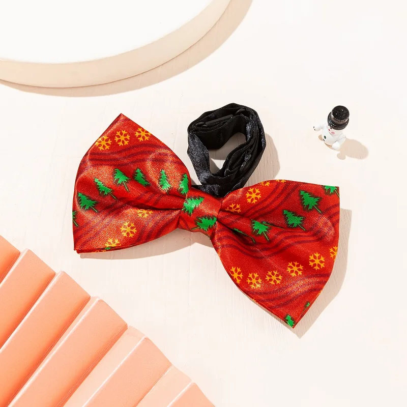 Wholesale Christmas Tree Pattern Printed Custom Polyester Jacquard Party Red Bow Tie Cravat Christmas Women Cravats