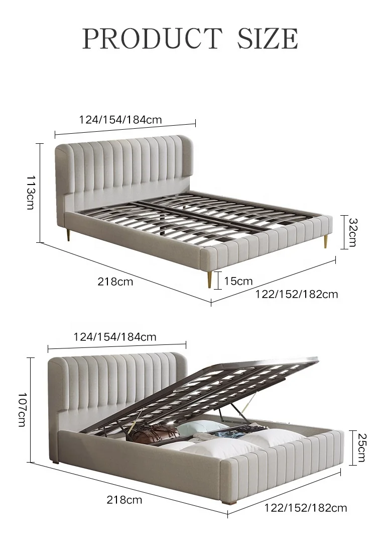 modern slat frame double full queen platform faux leather velvet fabric linen upholstered tufted king size bed with storage box
