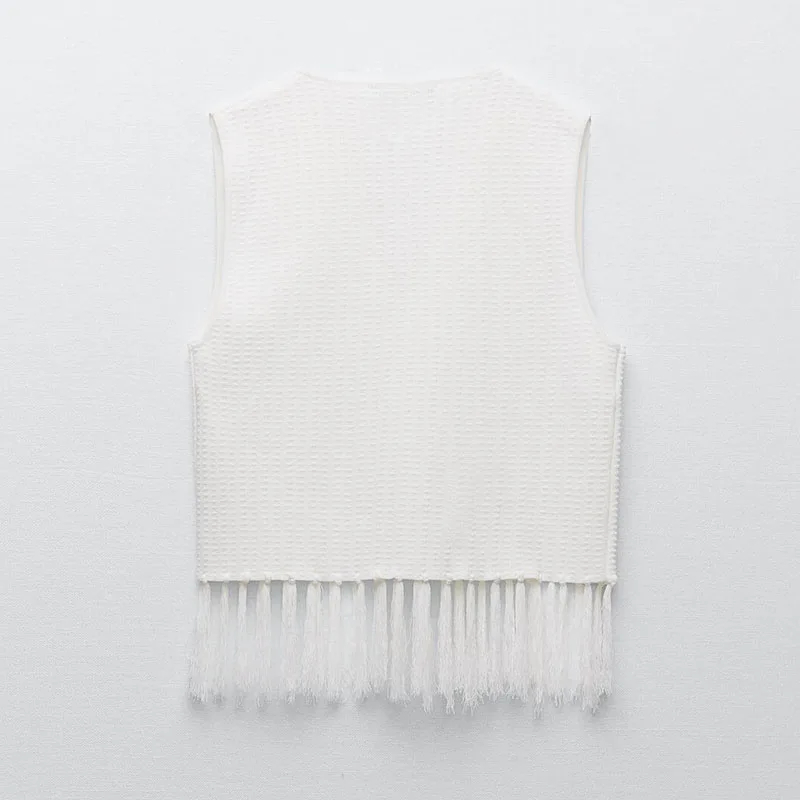 YT Women Cropped Knitted V-neck Cropped Top High-rise Wide-leg Tassel Pants Girls Sexy Two-piece Set Summer Dress Clothing Woman