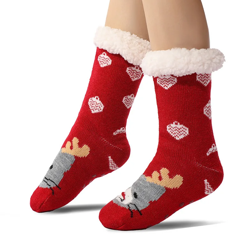 L&J Shoe Mid-tube Cute Christmas Socks Women Lamb Wool Socks Thick Warm Ski Girls Socks blanket Sox
