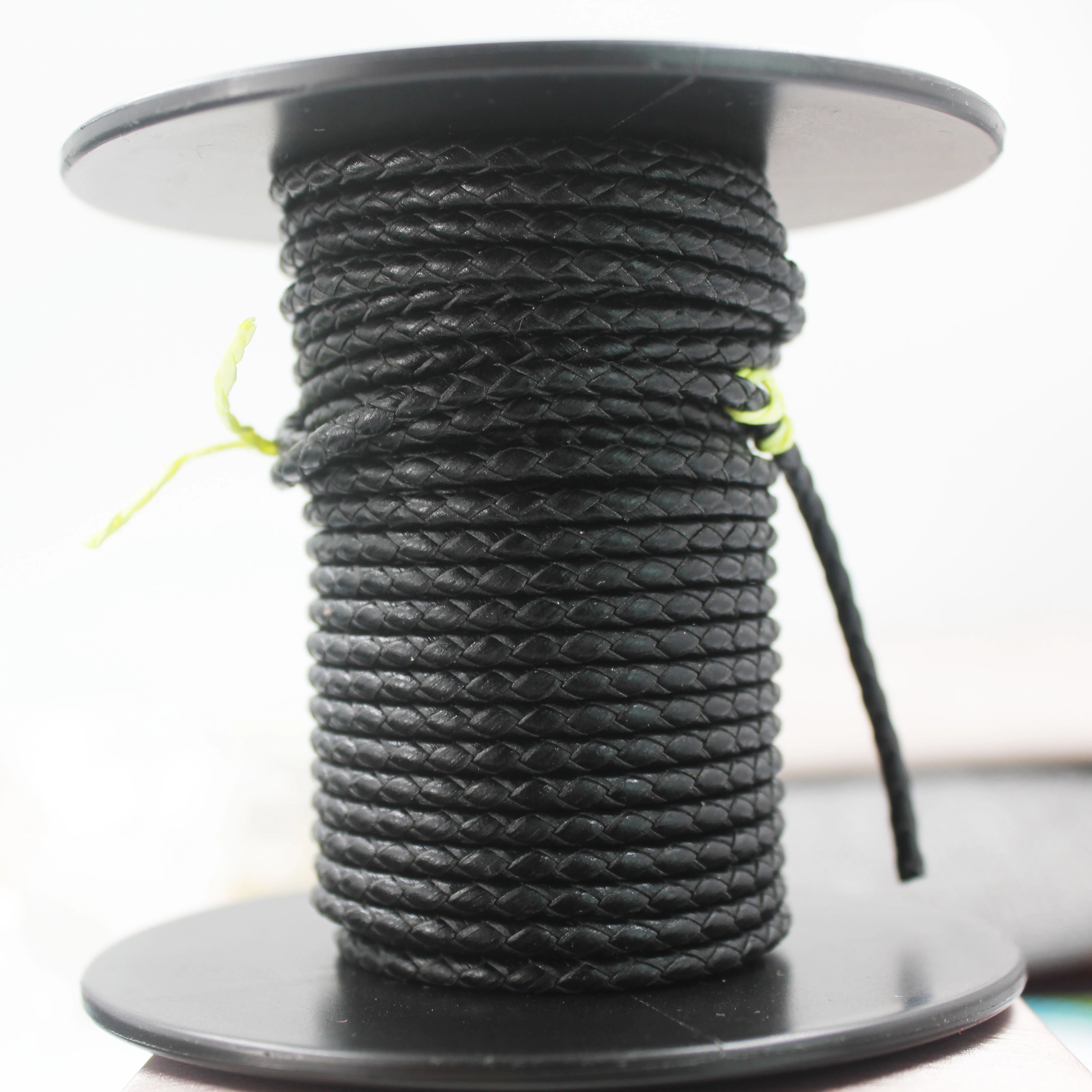 BMZ ready to ship!3mm 4 strands black braided genuine bovine bolo leather round cord