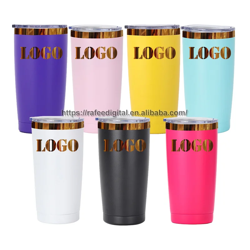 20oz 20 oz Copper Plated Base Powder Coated Black 20 Ounce Vacuum Insulated Stainless Steel Tumbler Cup for Laser Engraving