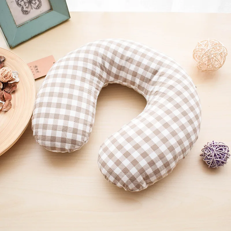 U Type Buckwheat Pillow Pure Cotton Simple Grid Nap Neck Protection Travel Full Cotton Pillow Core
