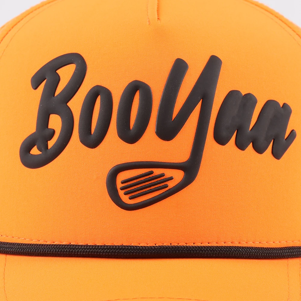 Custom Embossed PVC Logo 5 Panel Laser Cut Hole Perforated Performance Hat Waterproof Sport Baseball Cap Rope Quick Dry Golf Hat