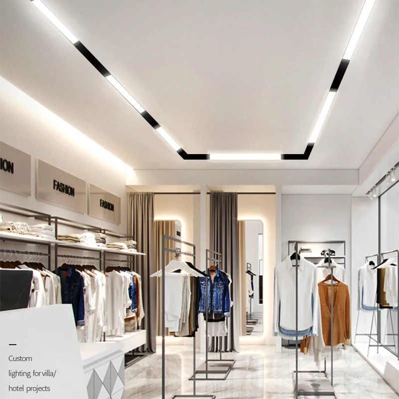 . 2021 New Trend 48V Linear Spotlight Magnetic Track Light System Led Track Light Surface Recessed Pendant Black Silver Luminous