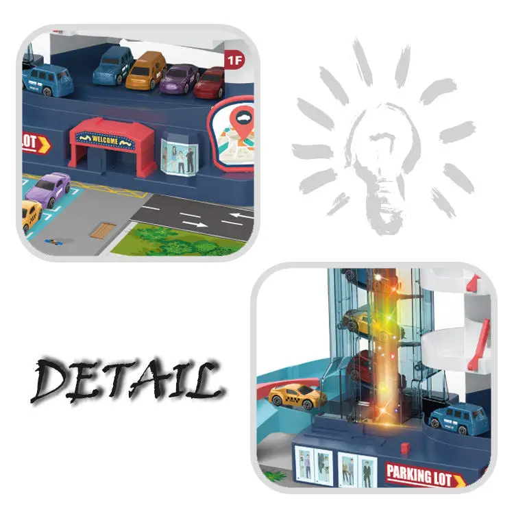 Large Size Park Building Toys CITY Kids Car Parking Lot Toy Set With 32 Cars