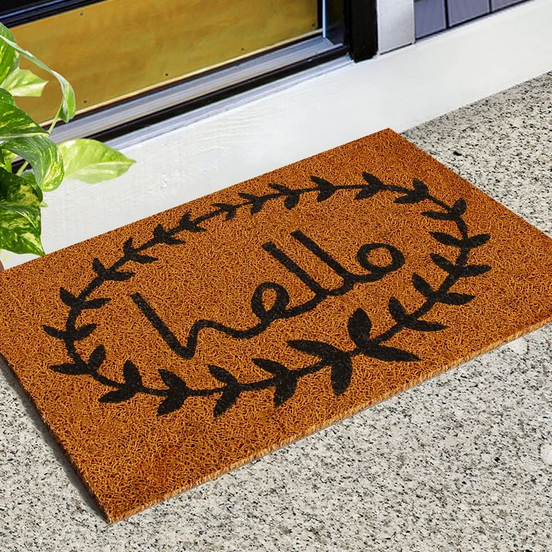 Non Slip Outdoor Indoor Cushion PVC Coil Floor Carpets Customized Logo Doormats Welcome Entrance Front Door Mats for Home