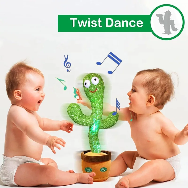 Battery Rechargeable Audio Recording Retelling Talking Novel Musical Toys Dancing Talking Cactus Baby Mimicking Toys