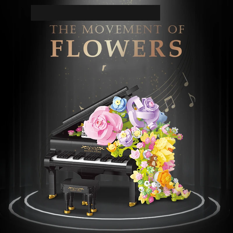 21194 Building Block Musical Instruments Series Piano With Flowers Mini Bricks MOC Construction Toy For Kids Christmas Gifts