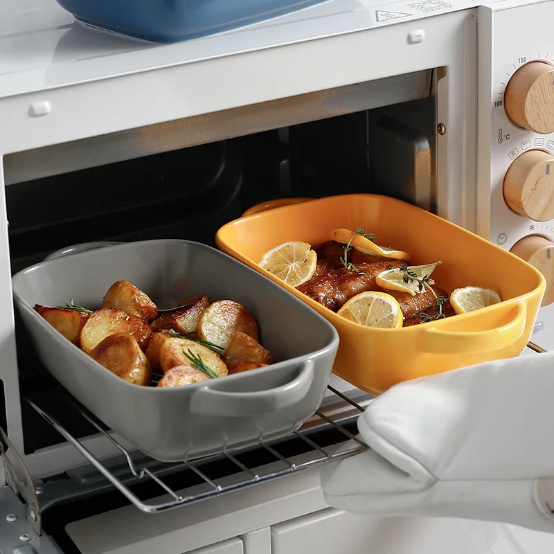 Wholesale High Quality stoneware Bake ware baking dish ceramic rectangle baking tray