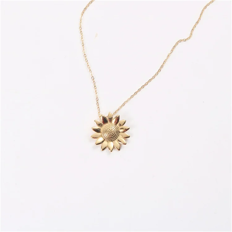 Fashion Korean style daisy flower stainless steel jewelry charm pendant bead chain gold plated charms jewellery