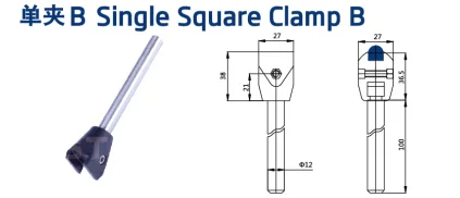 Cheap and fine plastic conveyor clamp black single guide rail clamp for square rods or round rods