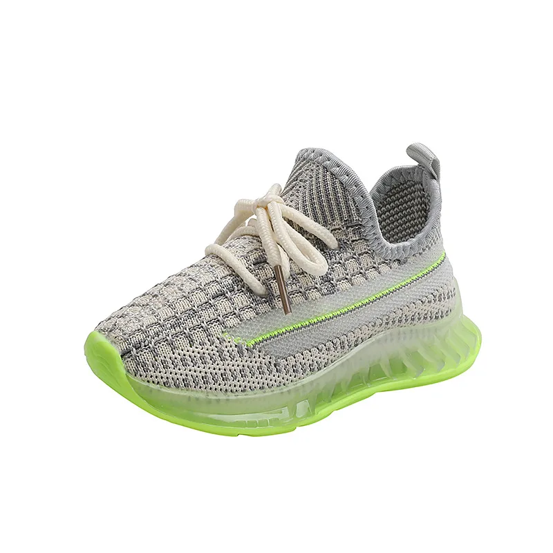 Детская Летающая тканая обувь От 1 до 6 лет; Сезон весна-осень; Новые Мальчики кокосовое девочки сетчатая спортивная обувь с подсветкой
