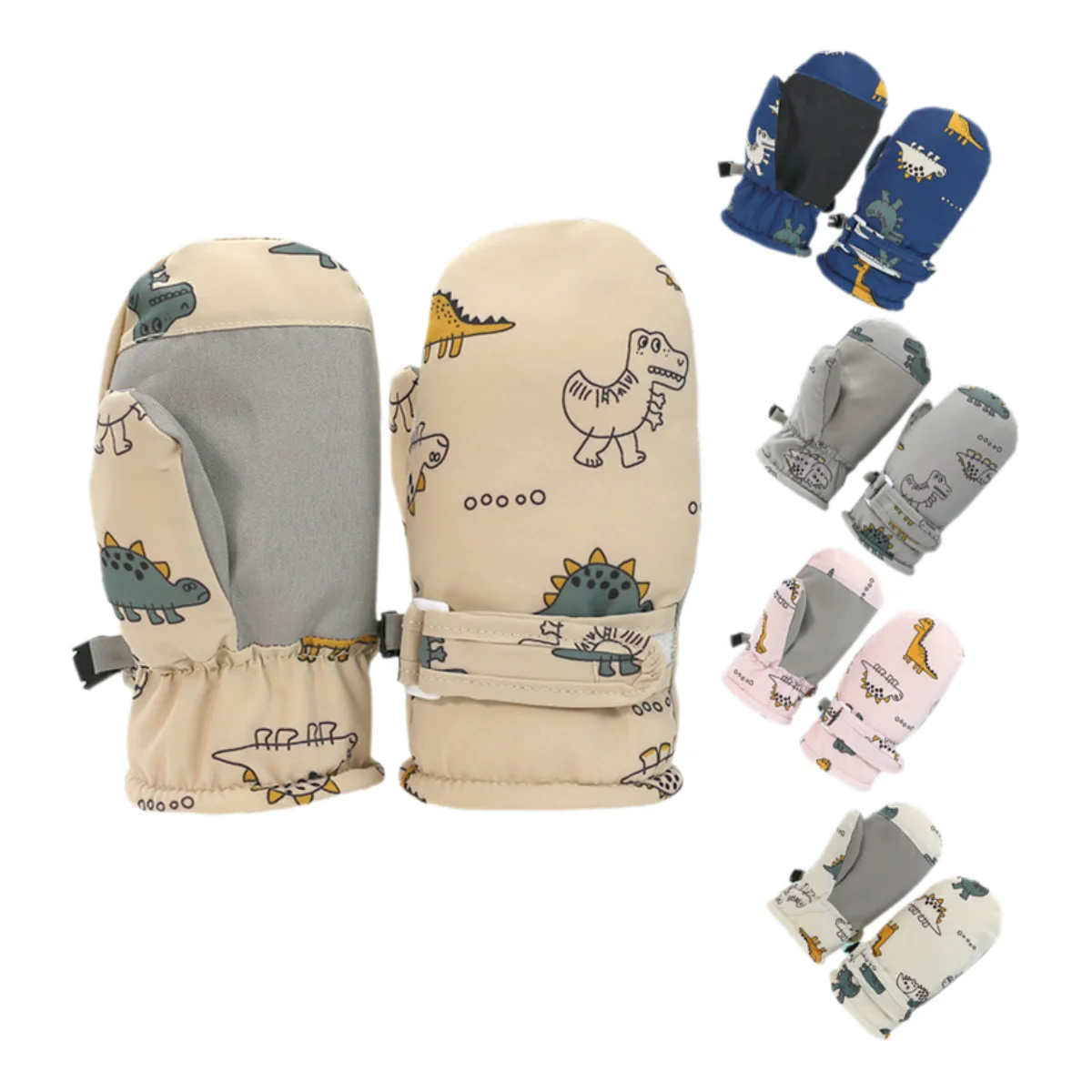 Dinosaur Waterproof Ski Snow Gloves For Toddlers Baby Boys Lined Fleece Gloves Baby Mittens Kids Winter Snow Gloves