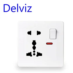 Delviz 13A Wall Outlet AC 110V~250V,Switch button control Electrical plug jack, International universal Power Supply Wall Socket
