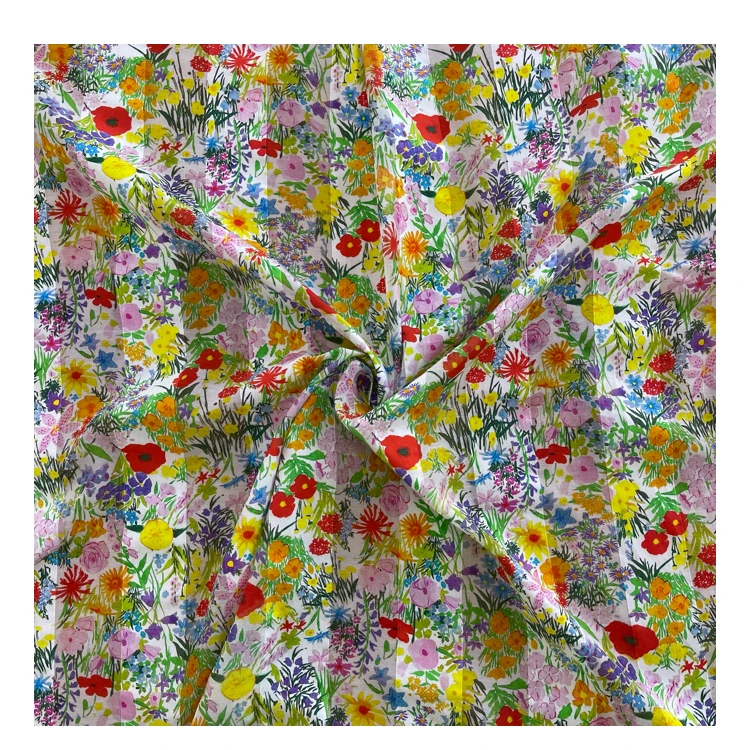 silk cotton fabric stripe pattern jacquard custom print  fabric