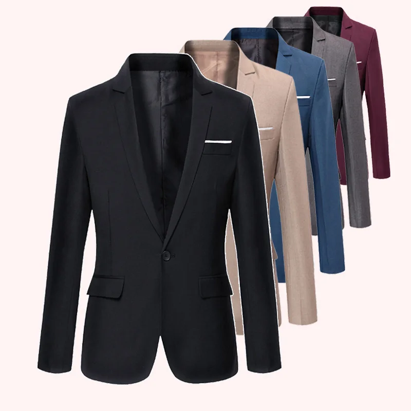 Korean version casual solid color high quality single breasted comfortable men suit coat