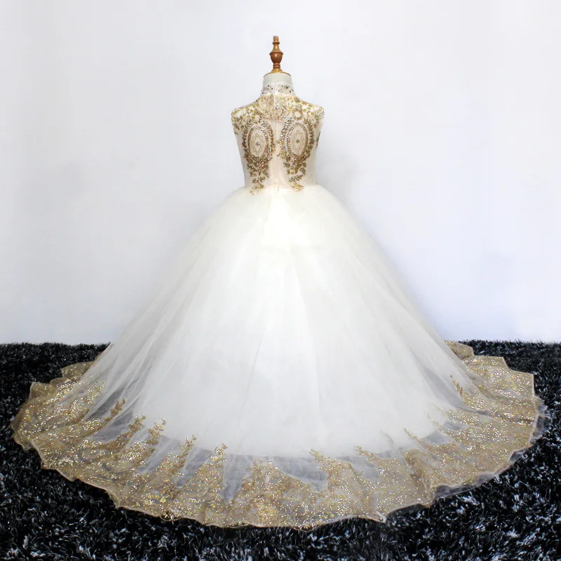 Wholesale Sleeveless Ivory Embroidery Ball Gown Party Princess Pageant Dress for Baby Girl