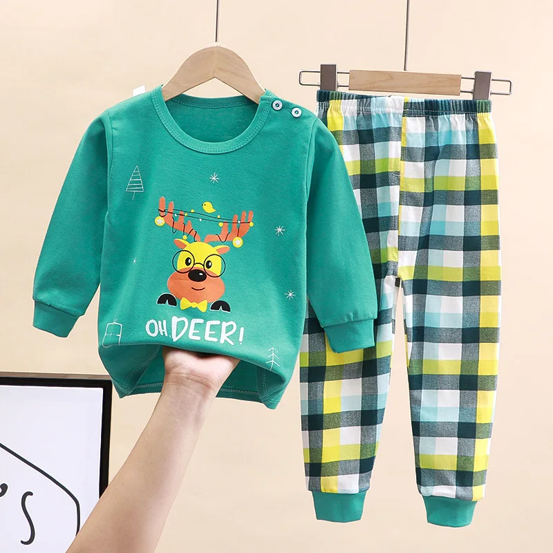 Stock clearance  Kids Toddler Boys Pajamas 2 Piece Pjs Top and Pants Set 100% Cotton Sleepwear Nightwear  kids boys