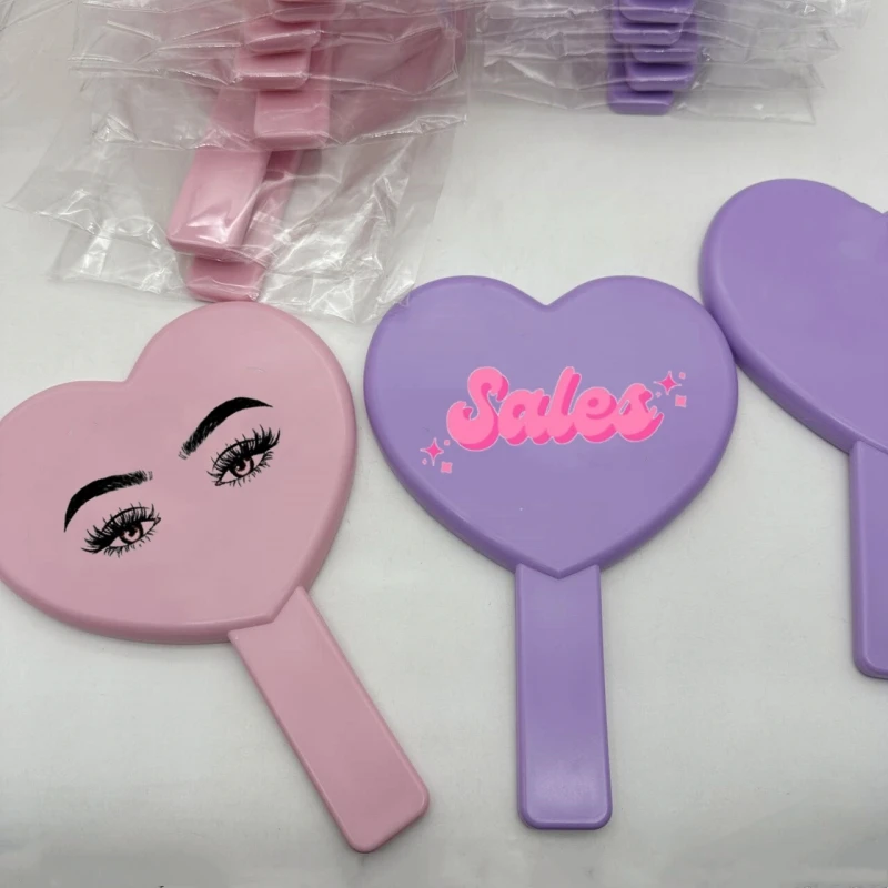 Square Makeup OEM logo makeup mirror cosmetic hand mirrors lash wholesale bulk handheld heart mirrors