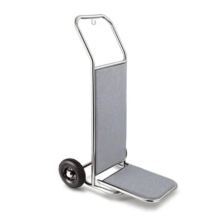  Stainless Steel Bellmans Utility Hotel Luggage Cart With Gray Carpet And Polished