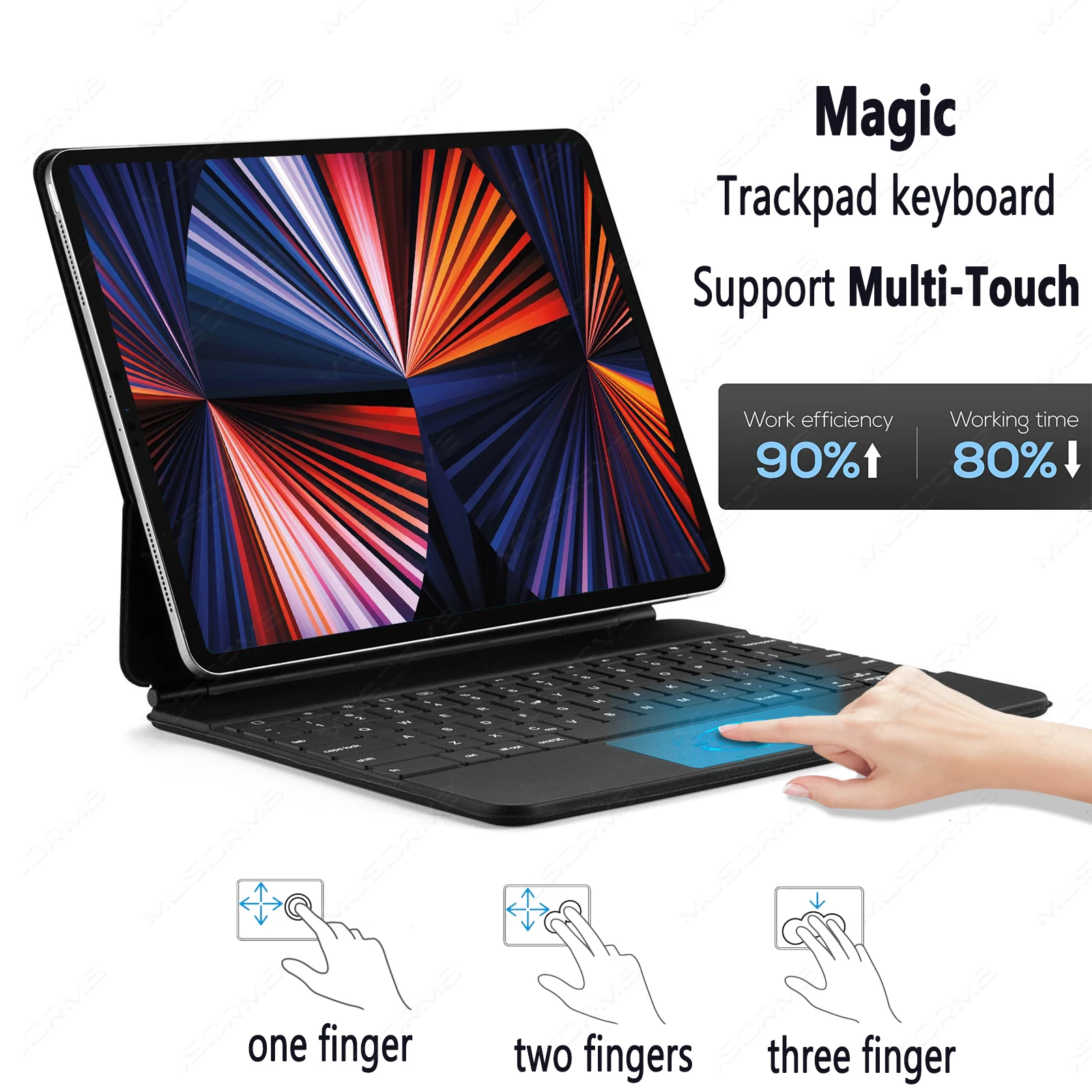 Bluetooth Magic Trackpad Keyboard Mouse Case For iPad Air 5 4 10.9 Pro 11 2021 2020 2018 Russian Arabic Hebrew Spanish Keyboard