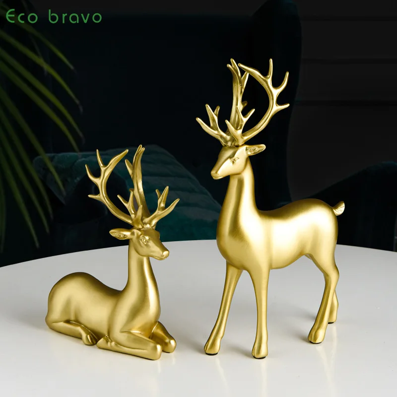 Home Decor Resin Crafts Nordic Deer Decoration Creative Office Store Home Decor Light Luxury High-end Animal Crafts Gift Set