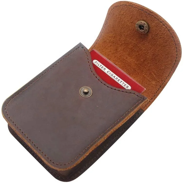 Boshiho Genuine Leather Playing Card Case Holder For Cowhide Leather Cards Holder