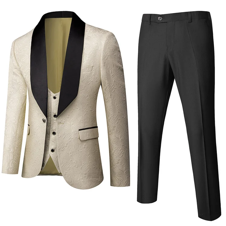 Italian Design Smoking Tuxedo Jacket 3 Piece Groom Suits For Mens Wedding Suits