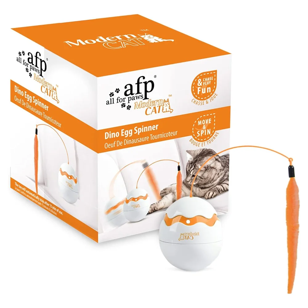 AFP Interactive Cat Teaser Toy Automatic Electric Rolling Ball With Feather Indoor Self Rotating Tumbler Spinner WIth Auto Timer