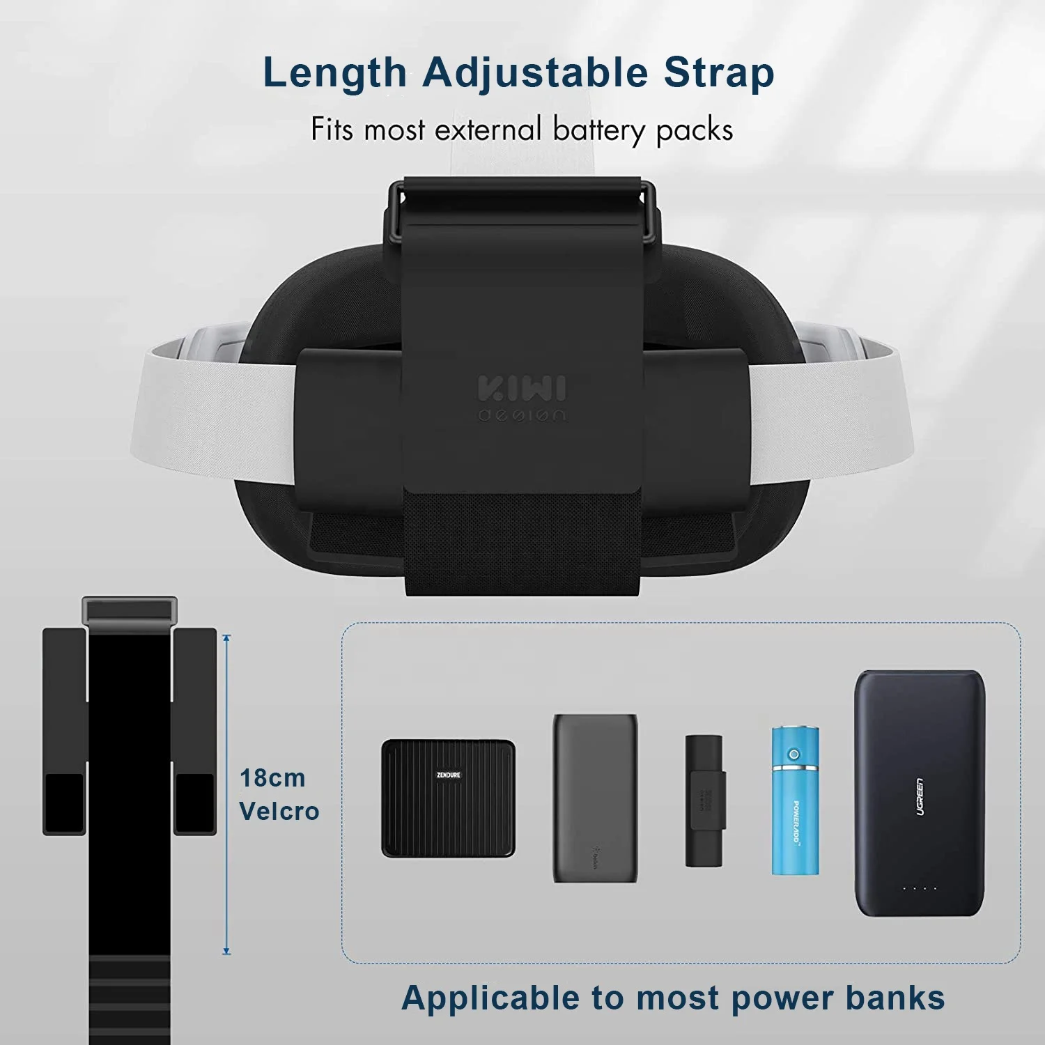 KIWI design adjustable, replacement Elite Strap With 3 in 1 Battery Strap for Oculus Quest 2 VR Accessories