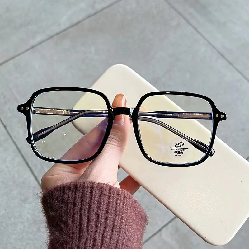 Shuoyang Factory TR90 anti-blue Korean version personalised rivet simple Ins square frame myopic glasses frame