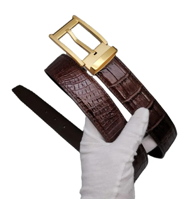 Customized Alligator Skin Crocodile Men women Belt Durable Quality  Belt with Cow Skin Bottom