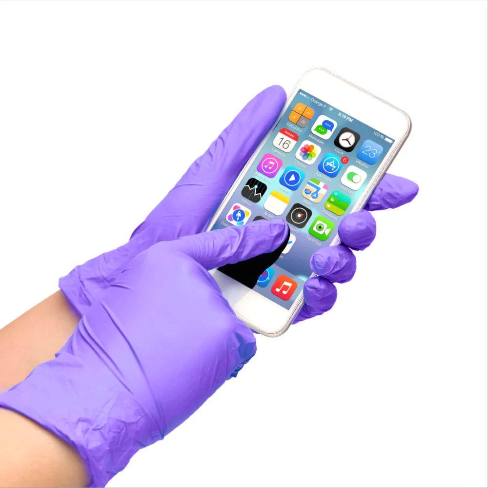 Textured Fingertips Disposable Purple Nitrile Gloves 5 Mil Extra Strength for Surgical Tattoo Artist Food Prep