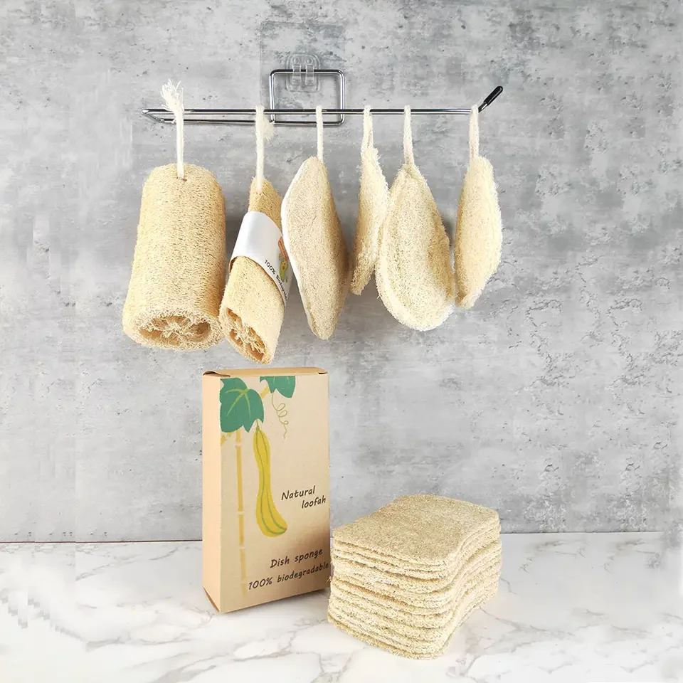 Wholesale biodegradable custom logo kitchen sponge brush dish cleaning scrubber loofah pad