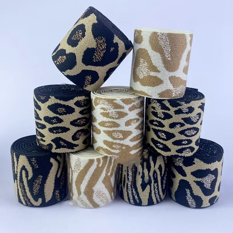 Wholesale Elastic Band European American style Leopard Wig Jacquard Nylon Elastic Band Print Pants Belt