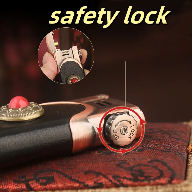 Kerosene Lighter Leather Cover Decorative Gemstone Automatic Ignition Classic Cigar Cigarette Lighters