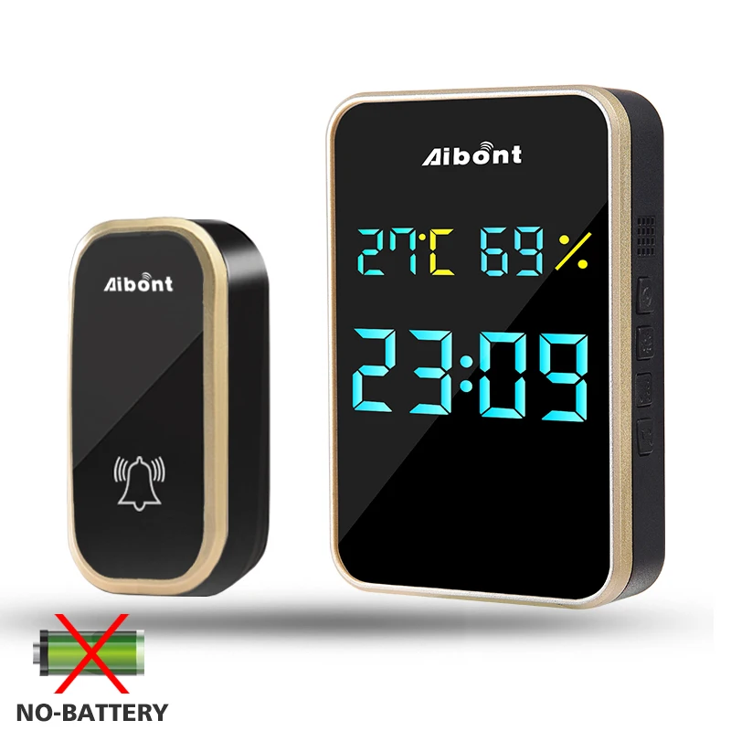 Thermometer Hygrometer clock Wireless Doorbell smart door bell chime 38 ring tong doorbell Support EU AU JP US plug