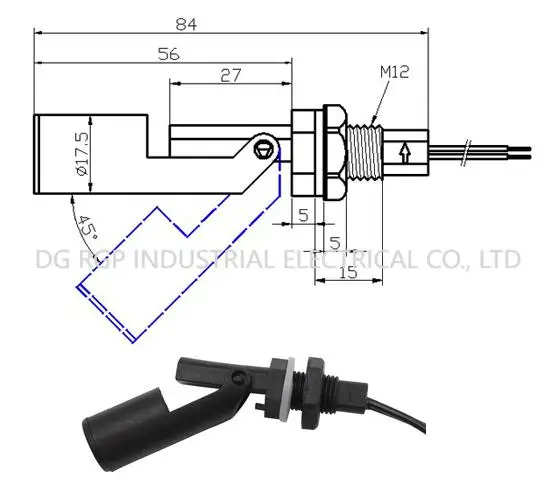 PP plastic water dispenser float switch  Side mounted liquid level sensor submersible water level sensor