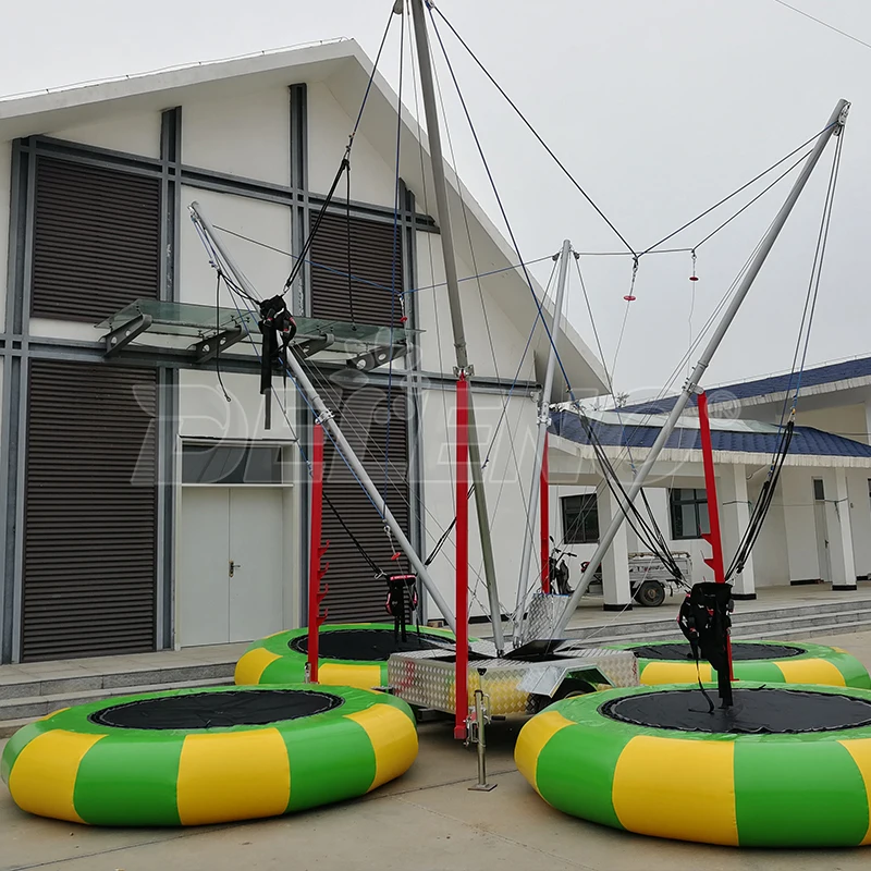 Factory wholesale four kids bungee jumping trampoline electric funfaire ride bungee jumping equipment
