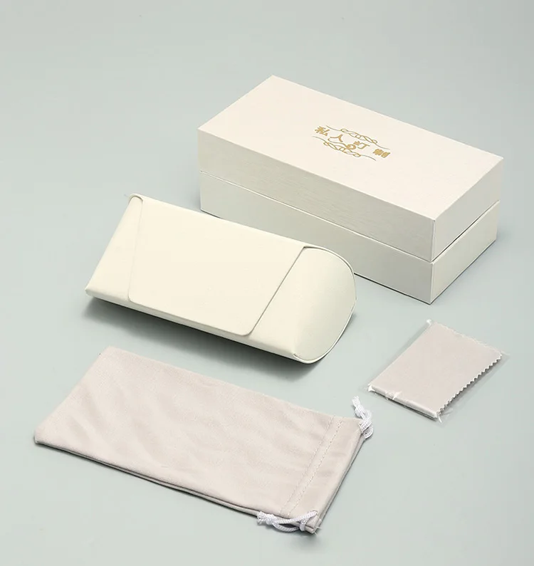 Luxury custom eyewear sunglass kraft paper hard case pouch with leather glasses cases & bags pouch