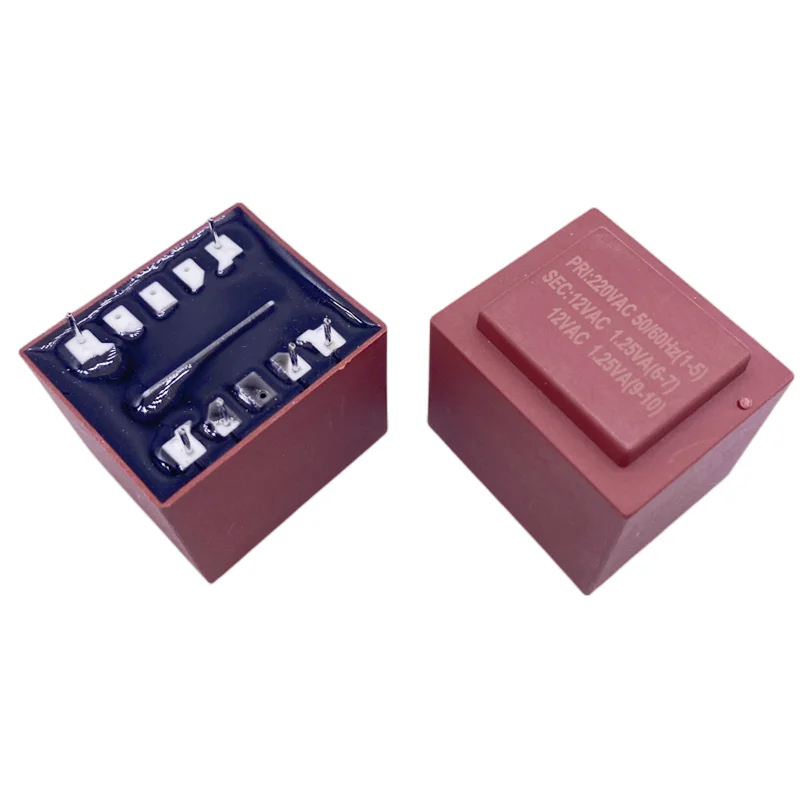 High Quality 12V 1.25VA  1.5VA AC Transformer Encapsulated Step Down Transformer With Red Blue Shell